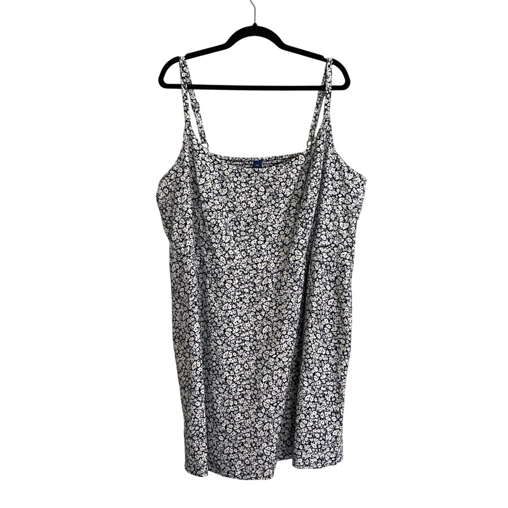 Old Navy Womens 3X Navy Blue Garden Floral Linen Blend Smocked Cami Mini Dress
